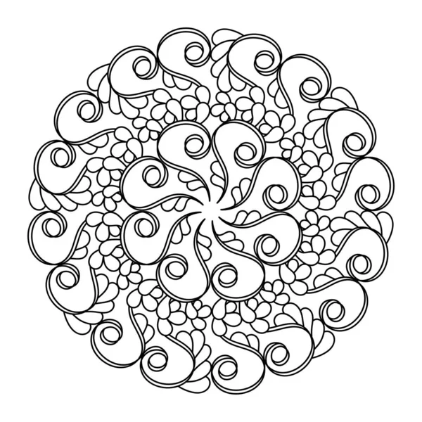 Mandala Malbuch Seite Vector Ethnischen Kreis Ornament Auf Weißem Hintergrund — Stockvektor