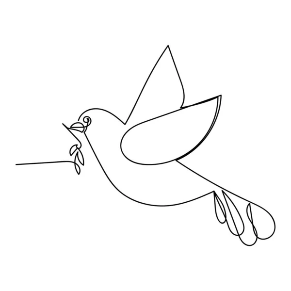 Безперервне Креслення Однієї Лінії Птах Голуб Символ Миру Ручний Векторний — стоковий вектор
