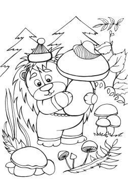 Siyah beyaz çizim. Boyama kitabı sayfası için çizgi film çocuk çizimleri.