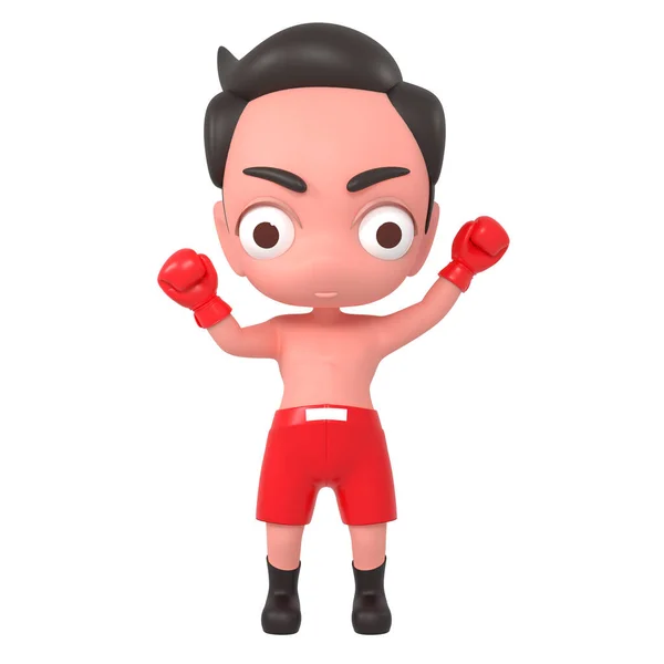 Boxer Bonito Desenhos Animados Modelo Renderizar Personagem Renderização Cortando Paht — Fotografia de Stock