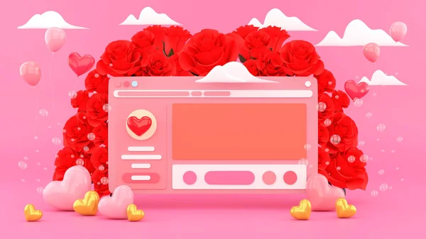 Šťastný Valentýn Abstraktní Minimální Design Dárková Krabice Prázdná Kulatá Realistická — Stock fotografie