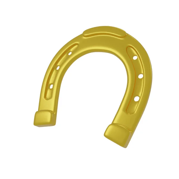 Gold Luck Horseshoes Patrick Day Symbol Render Clipping Paht — Stock Photo, Image