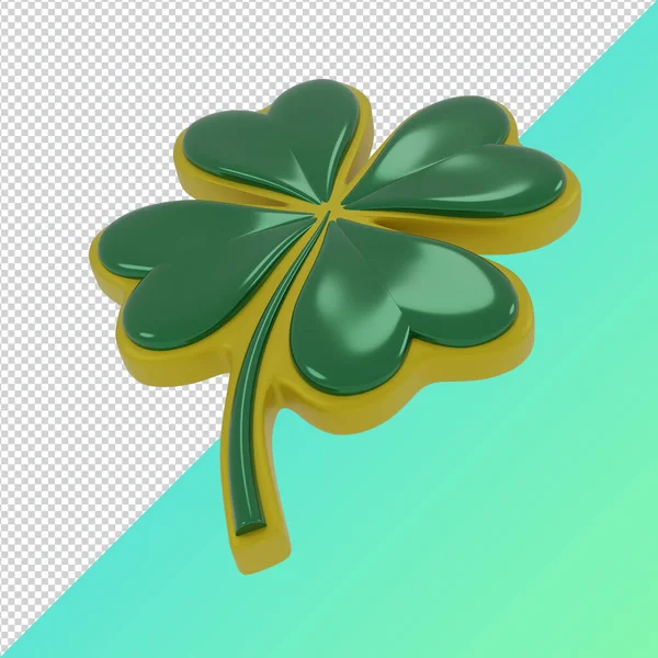 Clover Four Leafs Patrick Day Symbol Render Clipping Paht — Stock Photo, Image