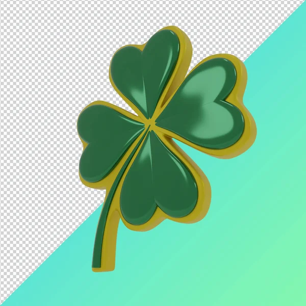 Clover Four Leafs Patrick Day Symbol Render Clipping Paht — Stock Photo, Image
