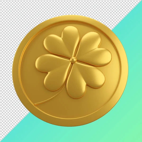 4Clover Four Leafs Coin Patrick Day Symbol Render Clipping Paht — Stockfoto
