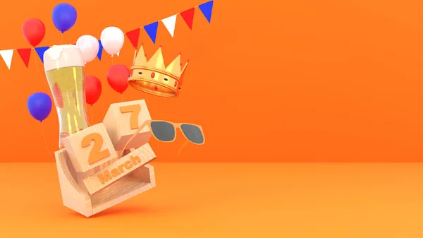 Święto Króla Podium Rendering Urodziny Króla Holandii — Zdjęcie stockowe