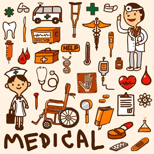 Orvosi ikonkészlet rajzfilm Jogdíjmentes Stock Illusztrációk