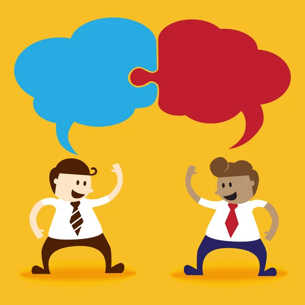 Δύο άνδρες των επιχειρήσεων να μιλήσουμε μαζί με φούσκα ομιλία — Διανυσματικό Αρχείο
