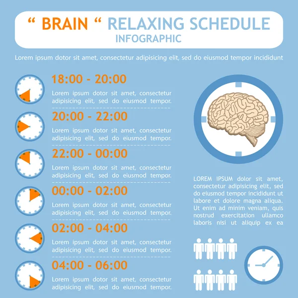 Plan horaire de relaxation cérébrale infographie — Image vectorielle