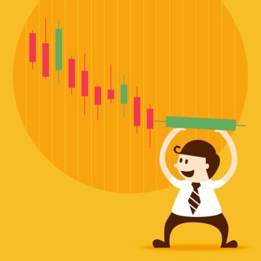 iş adamı yeşil şamdan stok grafik koymak.