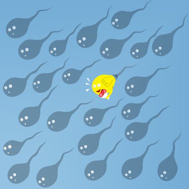 Idea sperm with flower bouquet swim to ovary clipart