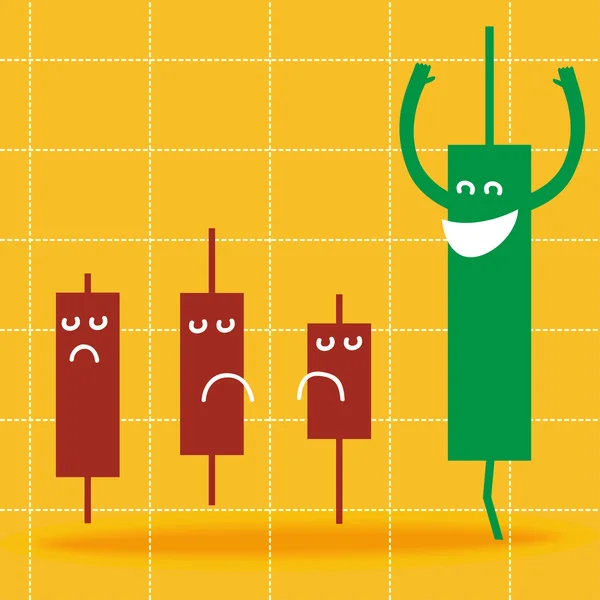 Lycklig och olycklig candle stick i aktieindex diagram — Stock vektor