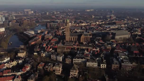 Peperbus vista del dron diurno en la ciudad de Zwolle, — Vídeos de Stock