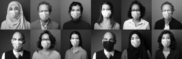 Oameni frumoși purtând o mască de gură — Fotografie, imagine de stoc