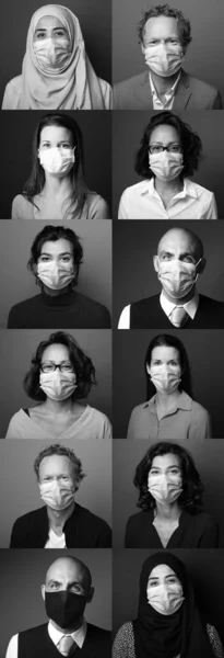 Vackra människor bär munmask — Stockfoto