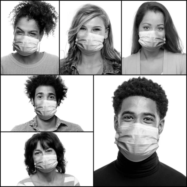 Beautiful people wearing a mouth mask — Stock Photo, Image