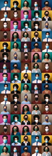 Gente guapa usando una máscara bucal — Foto de Stock