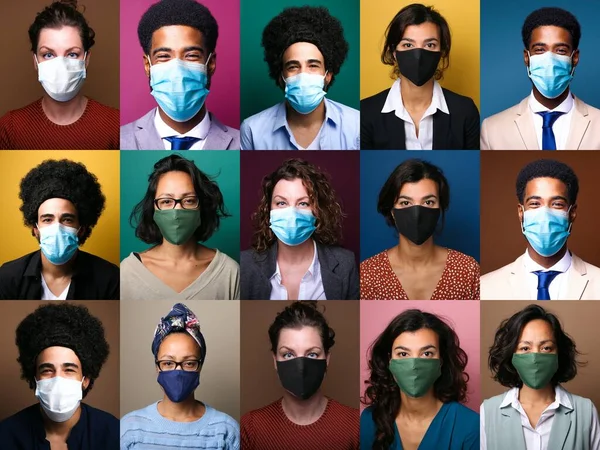 아름다운 사람들 이 입 마스크를 쓰고 있습니다 — 스톡 사진