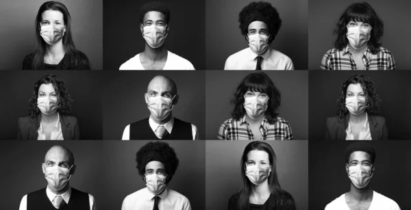 아름다운 사람들 이 입 마스크를 쓰고 있습니다 — 스톡 사진