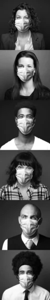 Schöne Menschen mit Mundschutz — Stockfoto