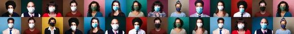 Vackra människor bär munmask — Stockfoto