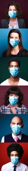 Belle persone che indossano una maschera bocca — Foto Stock