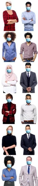 Beautiful people wearing a mouth mask — Stock Photo, Image