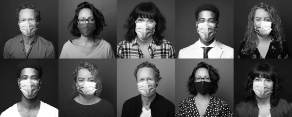 Belle persone che indossano una maschera bocca — Foto Stock
