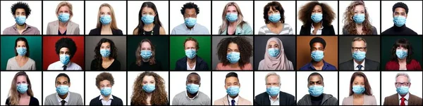 Pessoas bonitas usando uma máscara de boca — Fotografia de Stock