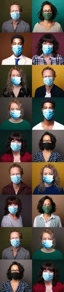 Gyönyörű emberek viselnek szájmaszkot. — Stock Fotó