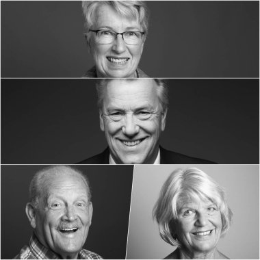 Güzel, mutlu, yaşlı insanlar arka planda