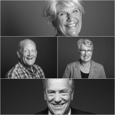 Güzel, mutlu, yaşlı insanlar arka planda