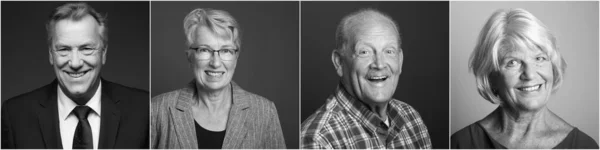 Belle persone anziane felici di fronte a uno sfondo — Foto Stock