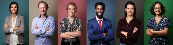 Group of people in front of a white background — Stock Photo, Image