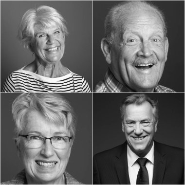 Güzel, mutlu, yaşlı insanlar arka planda