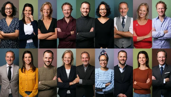 Belles personnes heureuses devant un arrière-plan — Photo