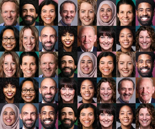 Grupp av vackra människor i ett collage — Stockfoto