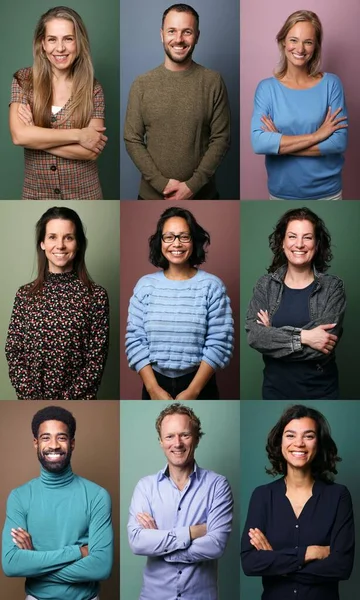 Belles personnes heureuses devant un arrière-plan — Photo