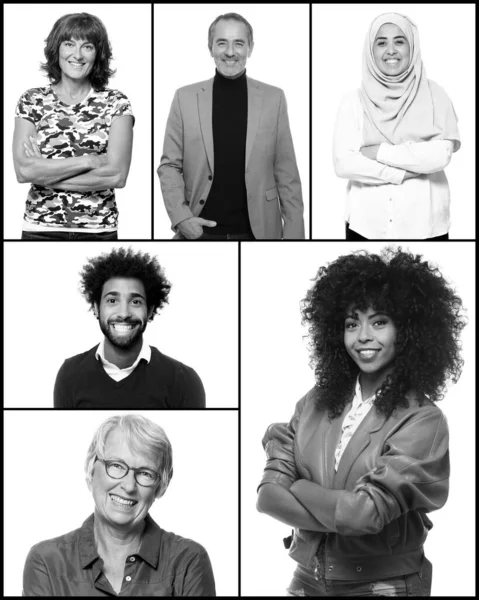 Ομάδας ανθρώπων μπροστά από ένα λευκό φόντο — Φωτογραφία Αρχείου