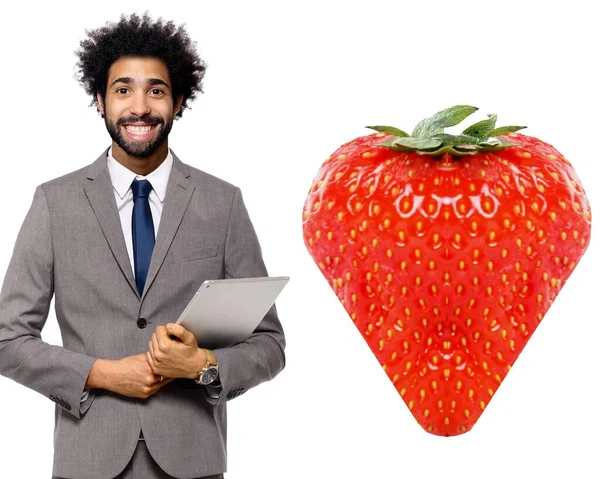 Bel homme avec une fraise — Photo