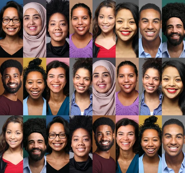 Gruppo di belle persone in un collage — Foto Stock