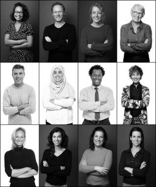 Ticari açıdan güçlü güzel kadınların portreleri.