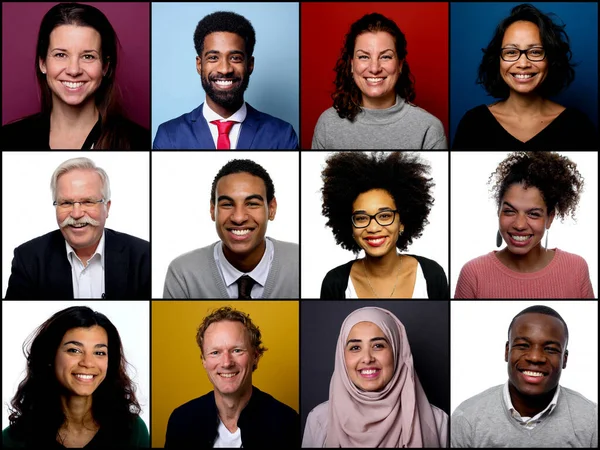 Grupp av vackra människor i ett collage — Stockfoto