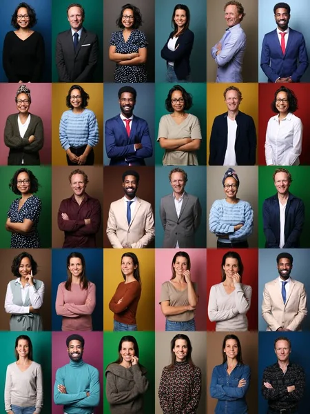 Grupp av personer i ett collage — Stockfoto