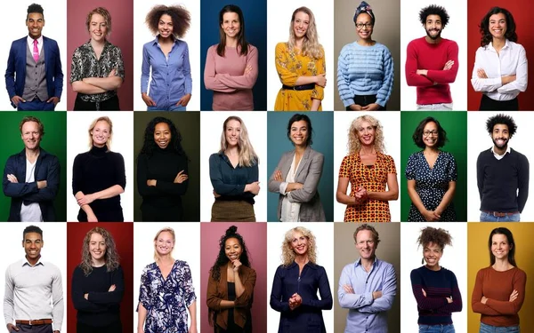 Groep van mooie mensen in een collage — Stockfoto