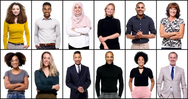 Belles personnes heureuses devant un arrière-plan — Photo