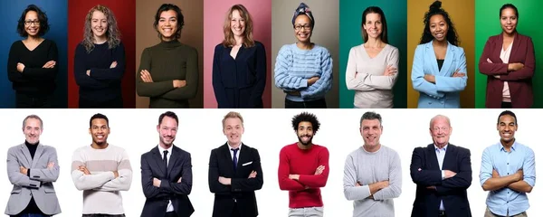 Belles personnes heureuses devant un arrière-plan — Photo