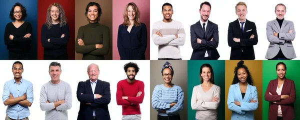 Belles personnes heureuses devant un arrière-plan — Photo