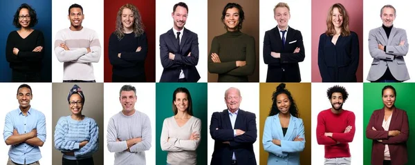 Belles personnes heureuses devant un arrière-plan — Photo