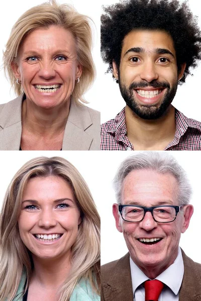 Grupo de pessoas na frente de um fundo branco — Fotografia de Stock